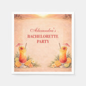Tequila Sunrise Beach Getaway Bachelorette Party スタンダードカクテルナプキン (正面)