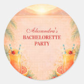 Tequila Sunrise Palm Paradise Bachelorette Party ラウンドシール (正面)