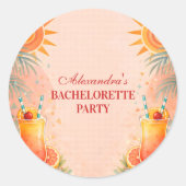 Tequila Sunrise Sunset Cocktail Bachelorette Party ラウンドシール (正面)