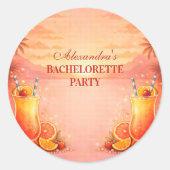 Tequila Sunrise Tropical Bachelorette Party ラウンドシール (正面)