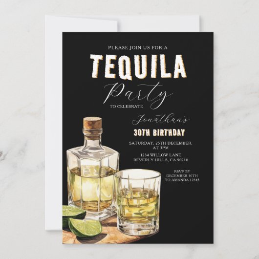 Tequila Tasting Adult Birthday Surprise Party 招待状 (正面)