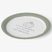 TERA秋グリーンリーホワイトカボチャ赤ちゃんシャワー ペーパープレート (アングル)