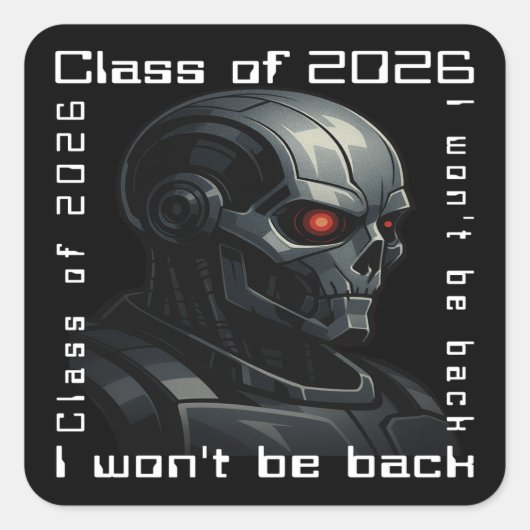 Terminator Skull Graduation Class of 2026 Design スクエアシール (正面)