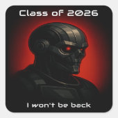 Terminator Skull Graduation Class of 2026 Sci-Fi スクエアシール (正面)