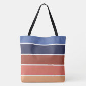 Terra Cotta & Blue Stripes Personalized トートバッグ (裏面)