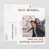 Terra Cotta Free Drinks Photo Save the Date ポストカード (正面/裏面)