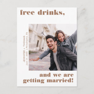 Terra Cotta Free Drinks Photo Save the Date ポストカード