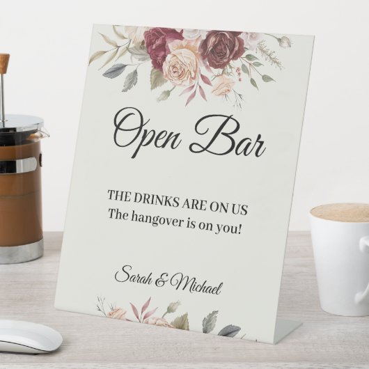 Terra Cotta Green floral Open bar 台座サイン (インサイチュ)