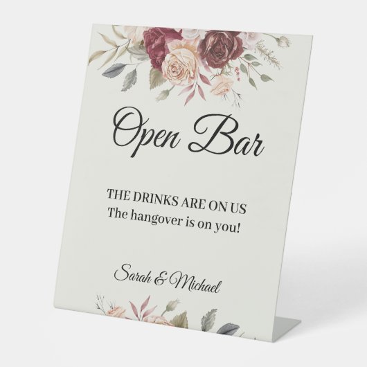 Terra Cotta Green floral Open bar 台座サイン (正面)