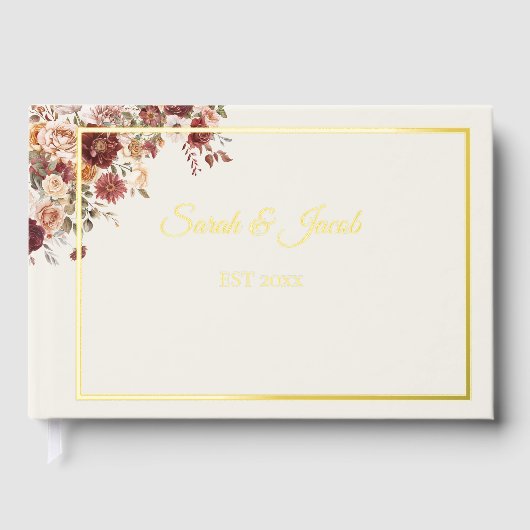 Terra Cotta green foil Wedding Guest Book ゲストブック (正面)