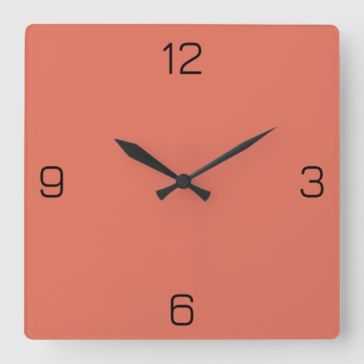 Terra Cotta Red E2725Bカラー名前オプションを追加 スクエア壁時計 (正面)