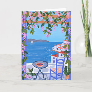 Terrace Goaacheのギリシャのビュ絵画ー カード
