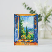 Terrace View of Mediterranean landscape. Painting ポストカード (スタンド正面)