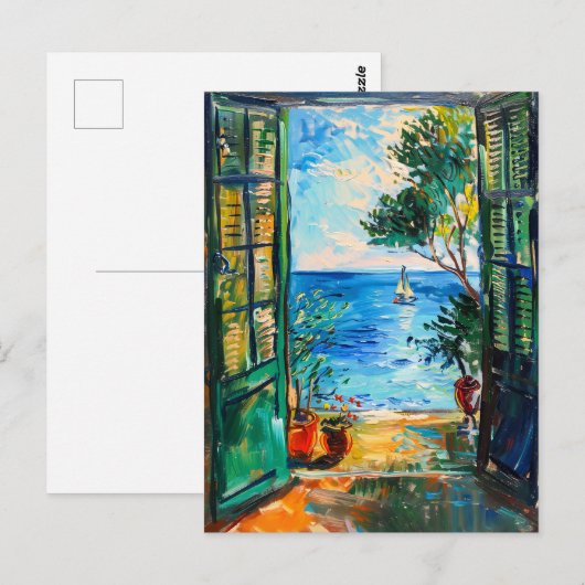 Terrace View of Mediterranean sea ポストカード (正面/裏面)