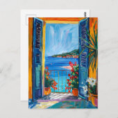 Terrace View of Mediterranean sea ポストカード (正面/裏面)