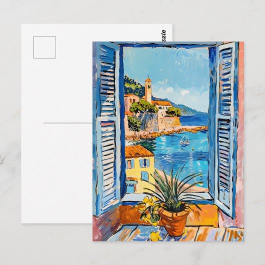 Terrace View of Mediterranean sea ポストカード (正面/裏面)