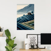 Terraced Fields Print Calm Landscape with Cabin ポスター (ホームオフィス)