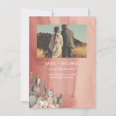 Terracotaとサボテン日付写真を保存 招待状 (裏面)