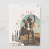 Terracotaとサボテン日付写真を保存 招待状 (正面)