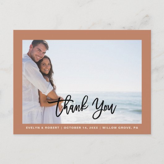 Terracotaフォーマル写真結婚の感謝はがき 案内ポストカード (正面)
