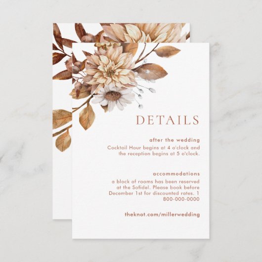 Terracotaフローラ結婚の詳細エンクロージャカード 招待状 (正面/裏面)