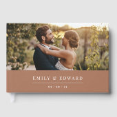 Terracotaモダンとブラウン結婚の写真 ゲストブック (正面)