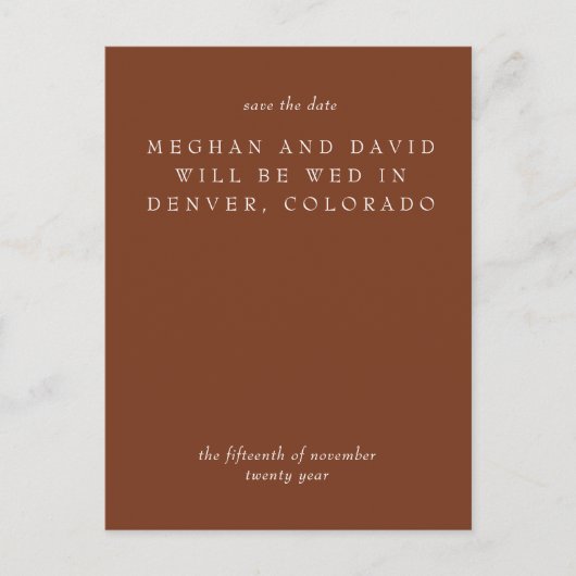 Terracota素朴焼けオレンジ日付を保存 案内ポストカード (正面)