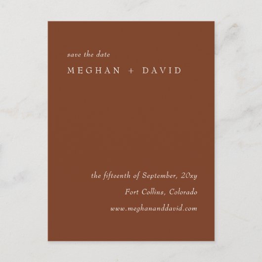 Terracota素朴焼けオレンジ日付を保存 案内ポストカード (正面)