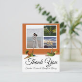 Terracota Hummingbird結婚の写真コラージュ サンキューカード (スタンド正面)