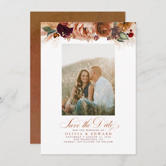 Terracota Pampas Grass日付写真を保存 セーブザデート (正面/裏面)