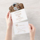 Terracota Rustモダン結婚の写真 オールインワン招待状 (貼ってはがせる)