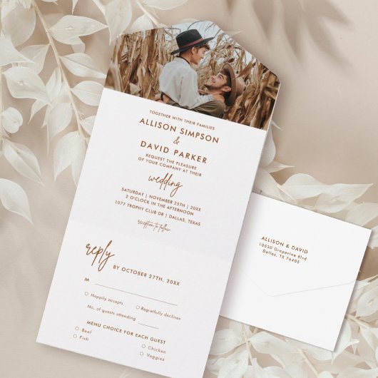 Terracota Rustモダン結婚の写真 オールインワン招待状