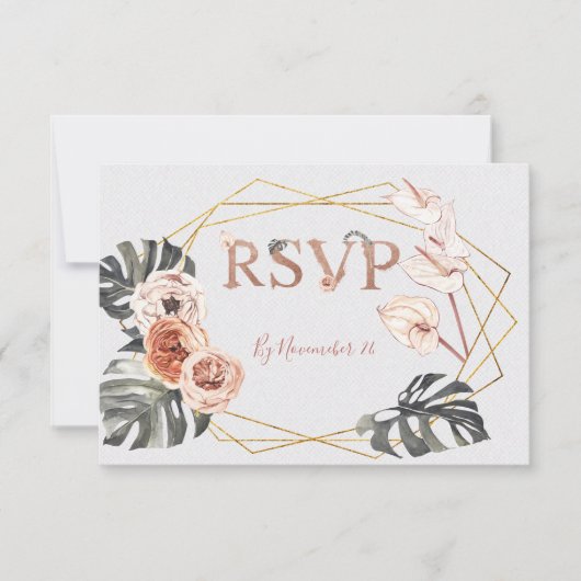 Terracota Tropicalの結婚応答カードRSVP 出欠カード (正面)