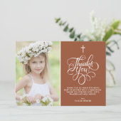 Terracottaお洒落最初の聖餐式の写真 サンキューカード (スタンド正面)