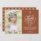 Terracottaお洒落最初の聖餐式の写真 サンキューカード (正面/裏面)