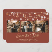 Terracottaとモダン金ゴールド3 Photo Save The Date セーブザデート (正面/裏面)