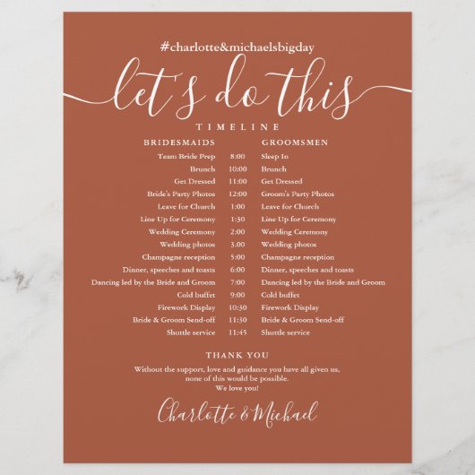 Terracottaエレガントのスケ結婚ジュールのタイムライン (正面)