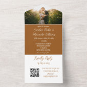 TerracottaエレガントスクリプトRSVP写真QRコード オールインワン招待状 (内側)