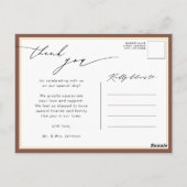 Terracottaエレガントスクリプモダント結婚の感謝 ポストカード (裏面)