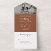 Terracottaエレガントモノグラム写真Rsvp結婚's オールインワン招待状 (内側)