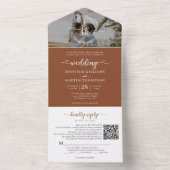 TerracottaエレガントモノグラムQRコード写真結婚s オールインワン招待状 (内側)