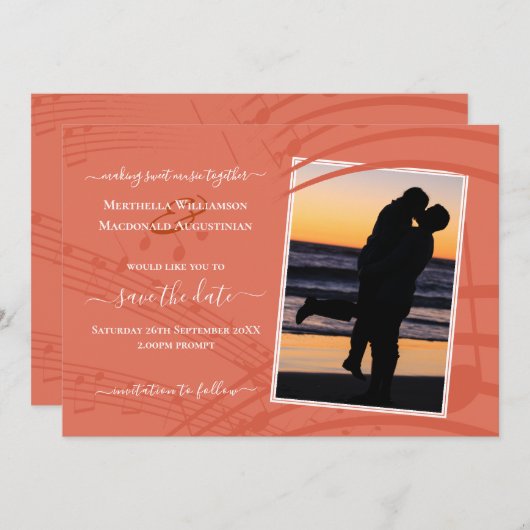 Terracottaエレガント写真の結婚式の日付を保存 セーブザデート (正面/裏面)