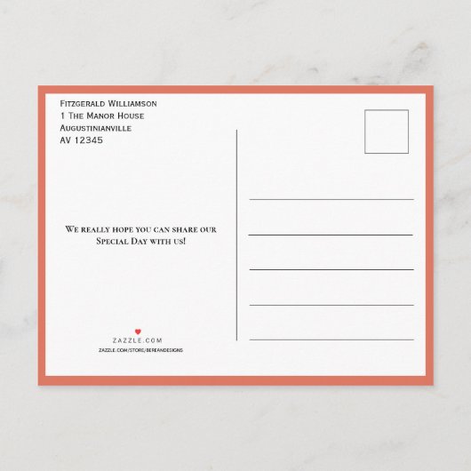 Terracottaエレガント日付はがきを保存 案内ポストカード (裏面)