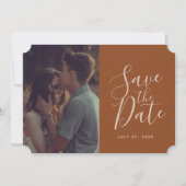 Terracottaエレガント書記日付写真を保存 招待状 (正面)