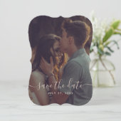 Terracottaエレガント書道の日付を保存 招待状 (スタンド正面)