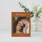Terracottaエレガント 2モダン写真結婚の サンキューカード (スタンド正面)
