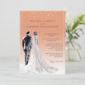 Terracottaエレガント QRモダンコード結婚の 招待状 (スタンド正面)