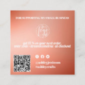 Terracottaグラデーションレトロ感謝していスクリプトの順序 スクエア名刺 (裏面)