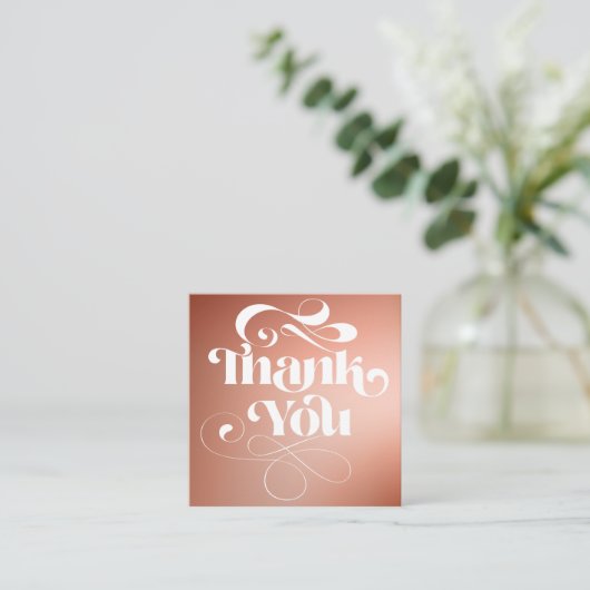 Terracottaグラデーションレトロ感謝していスクリプトの順序 スクエア名刺 (スタンド正面)