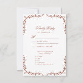 Terracottaスクエレガントリプトヴィンテージフローラ結婚の 出欠カード (正面)